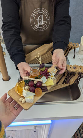 Individual grazing board with antipasto spread